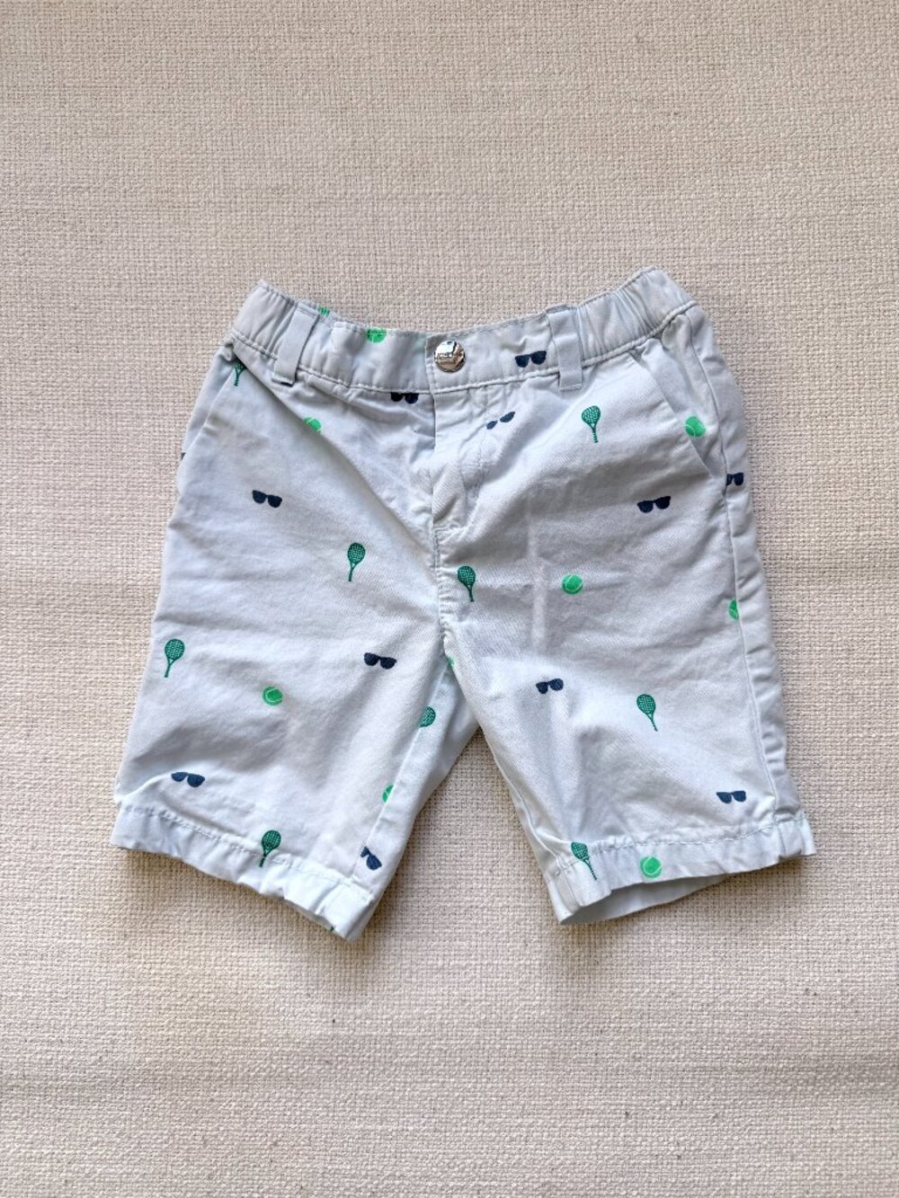 Jacadi Paris Baby Boys Tennis Print Shorts 36M (3Y) Blue Cotton Summer